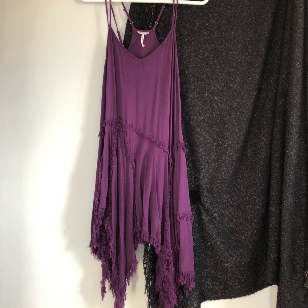 Free People Tattered Slip Dress Purple XS